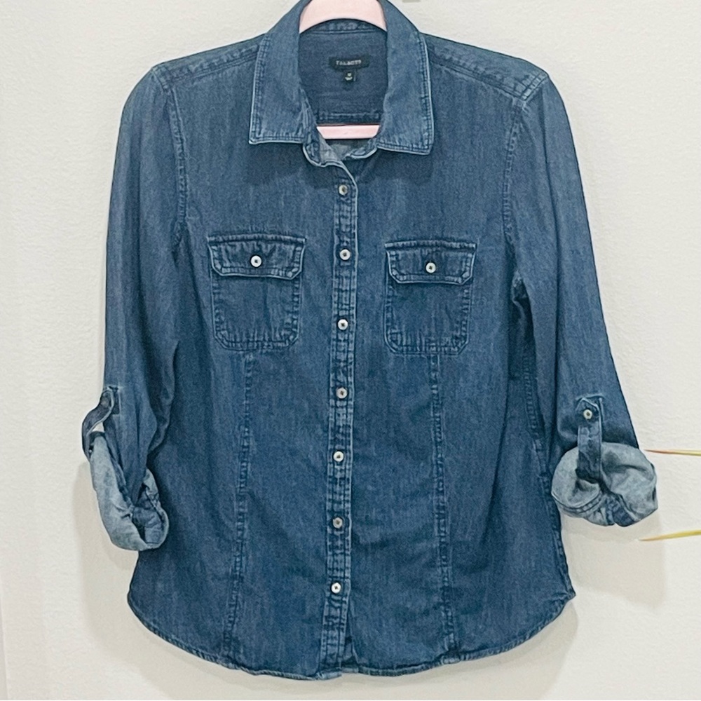 Talbots Western Denim Button Down Womens Size 12 Long Sleeve Shirt - Picture 9 of 9